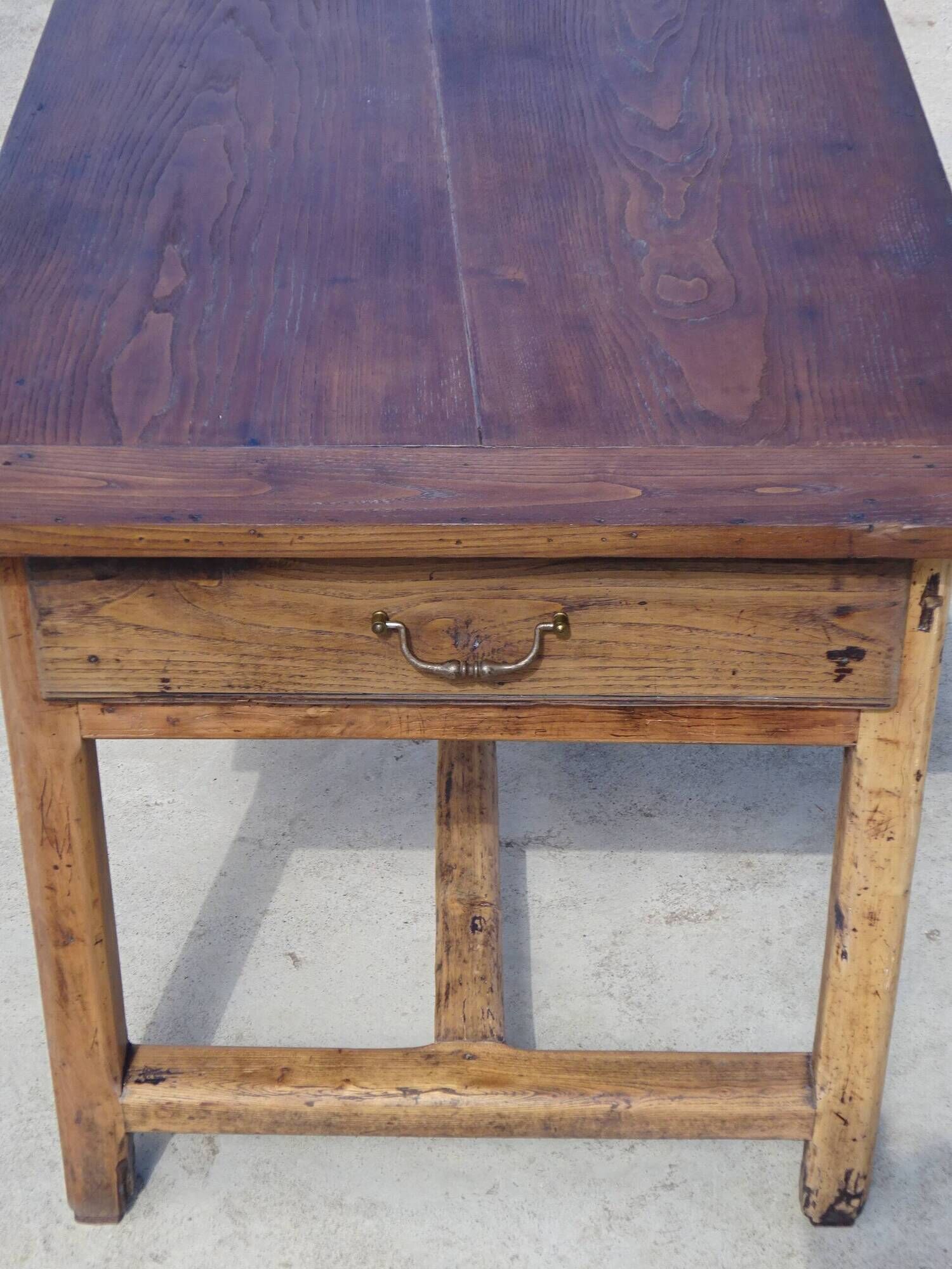 Restored antique farmhouse table, made entirely of solid oak.