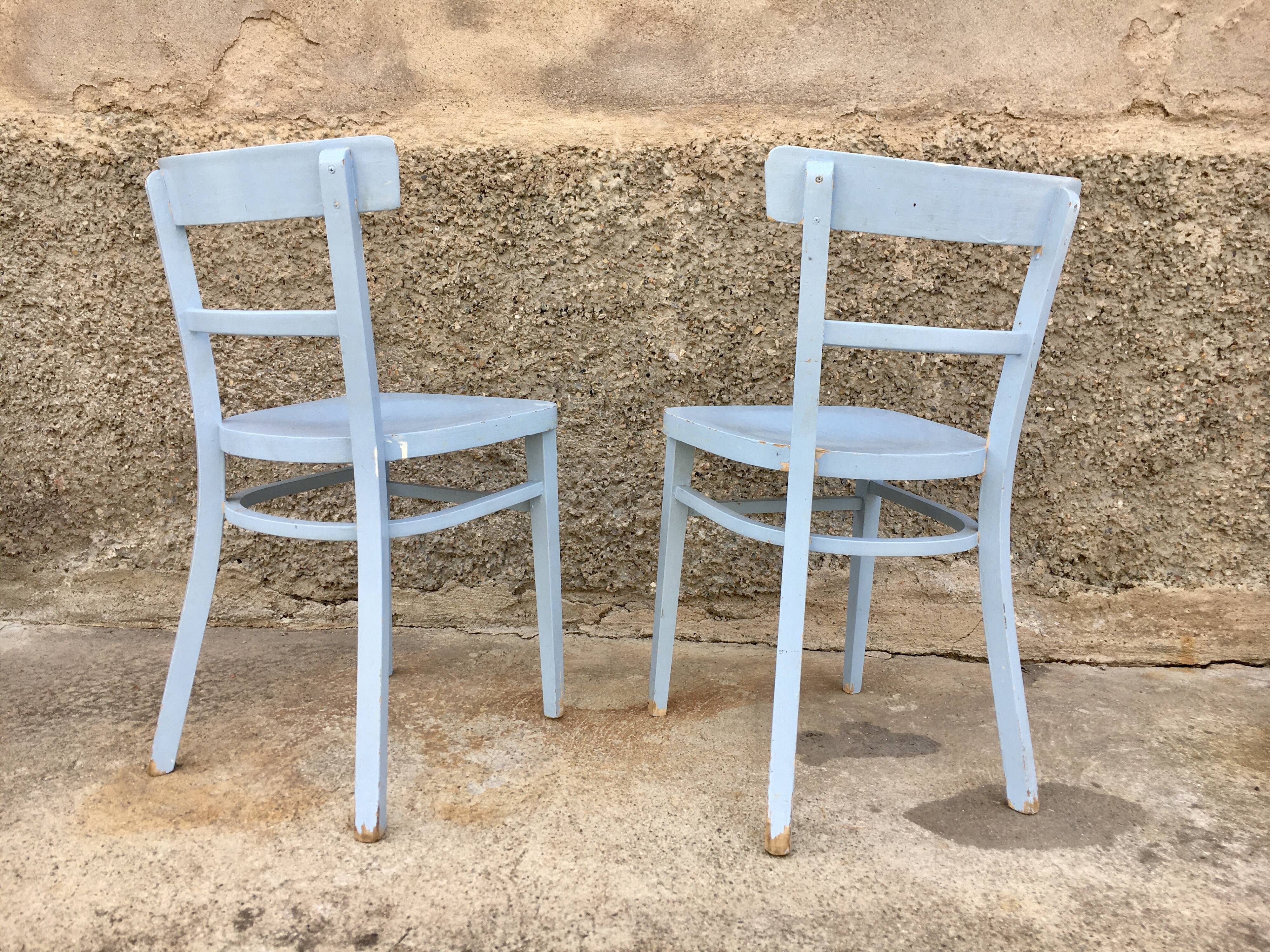 Paire de chaises en bois troquet