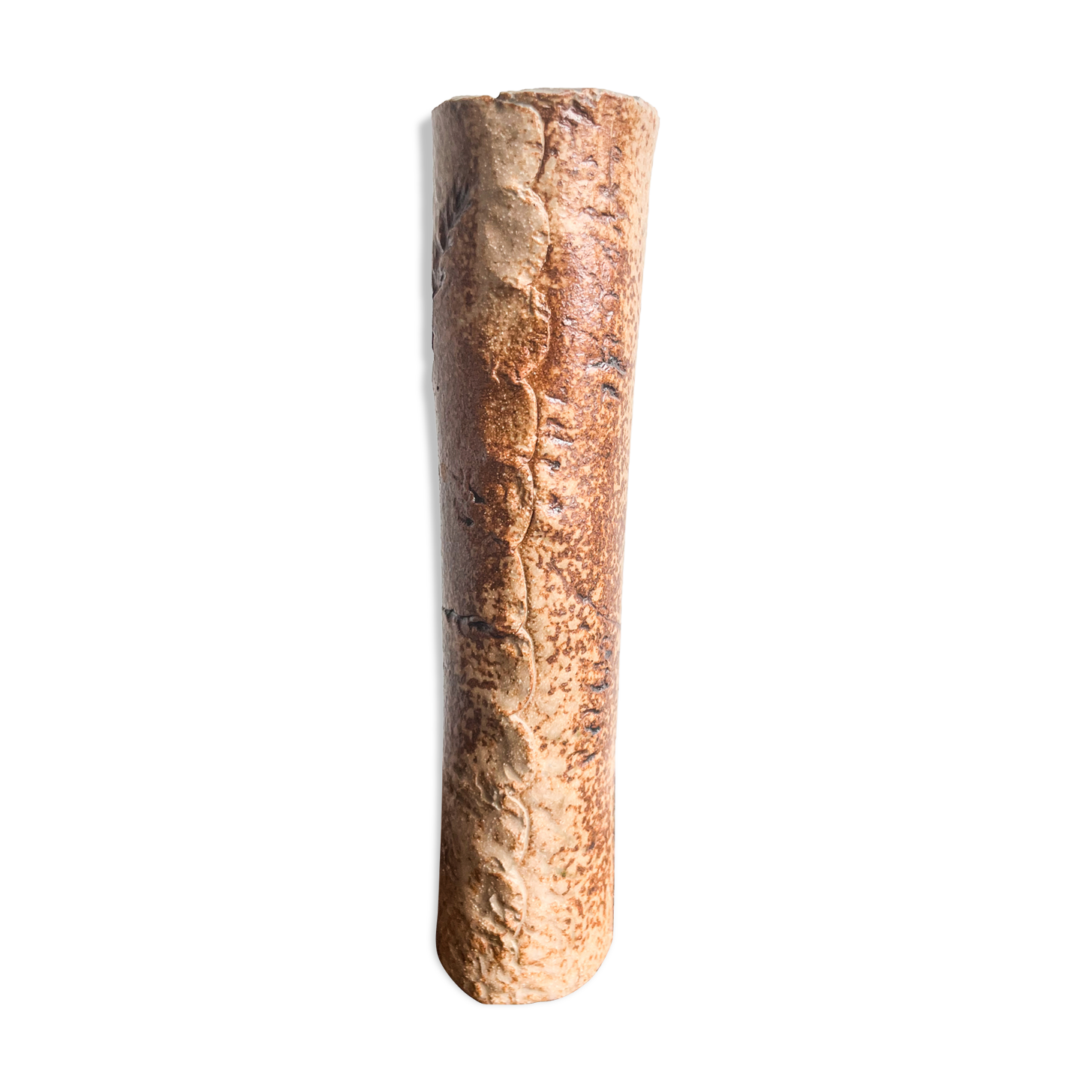 Vase soliflore en grès d'atelier décor épis de blé incisés, années 70
