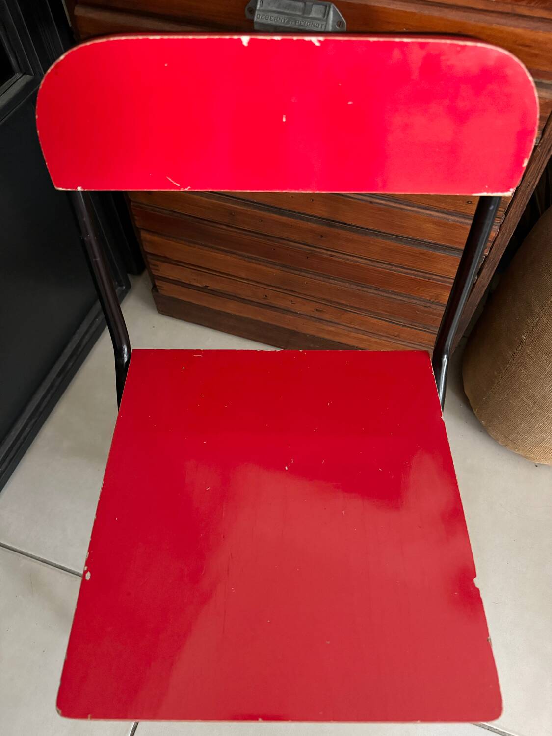 Vintage red children's desk and chair set