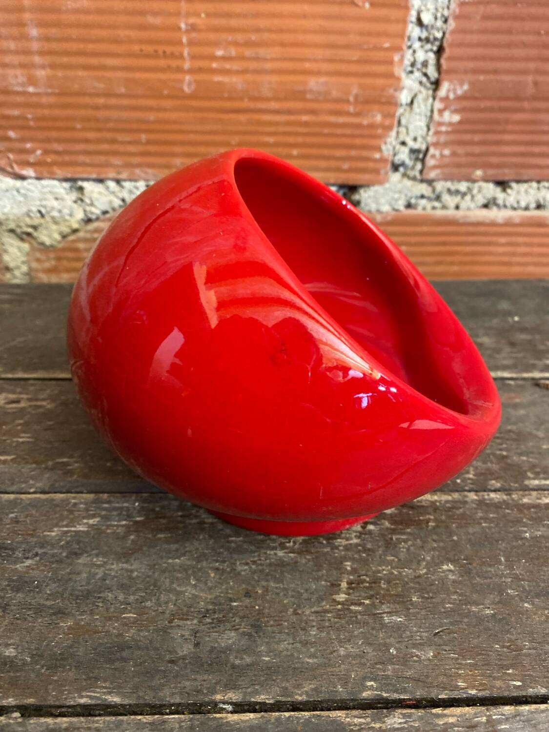 Vintage Red Ceramic Spherical Pocket by GABBIENELLI Made in Italy