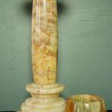 Set of 2 candlesticks in travertine