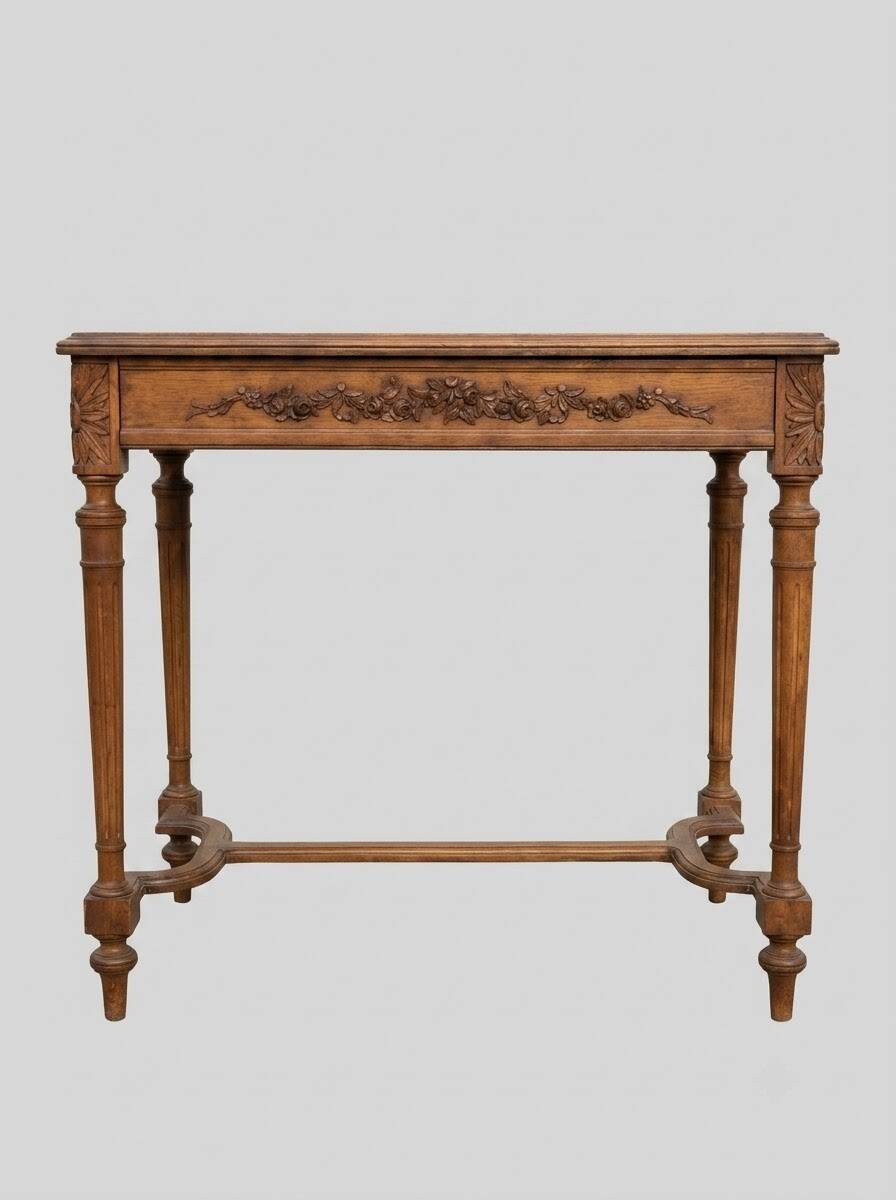 Louis XVI style walnut table with a drawer from the late 19th century.