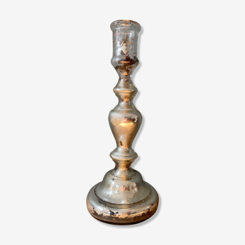 Napoleon III candle holder in mercurized glass nineteenth century