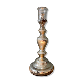 Napoleon III candle holder in mercurized glass nineteenth century