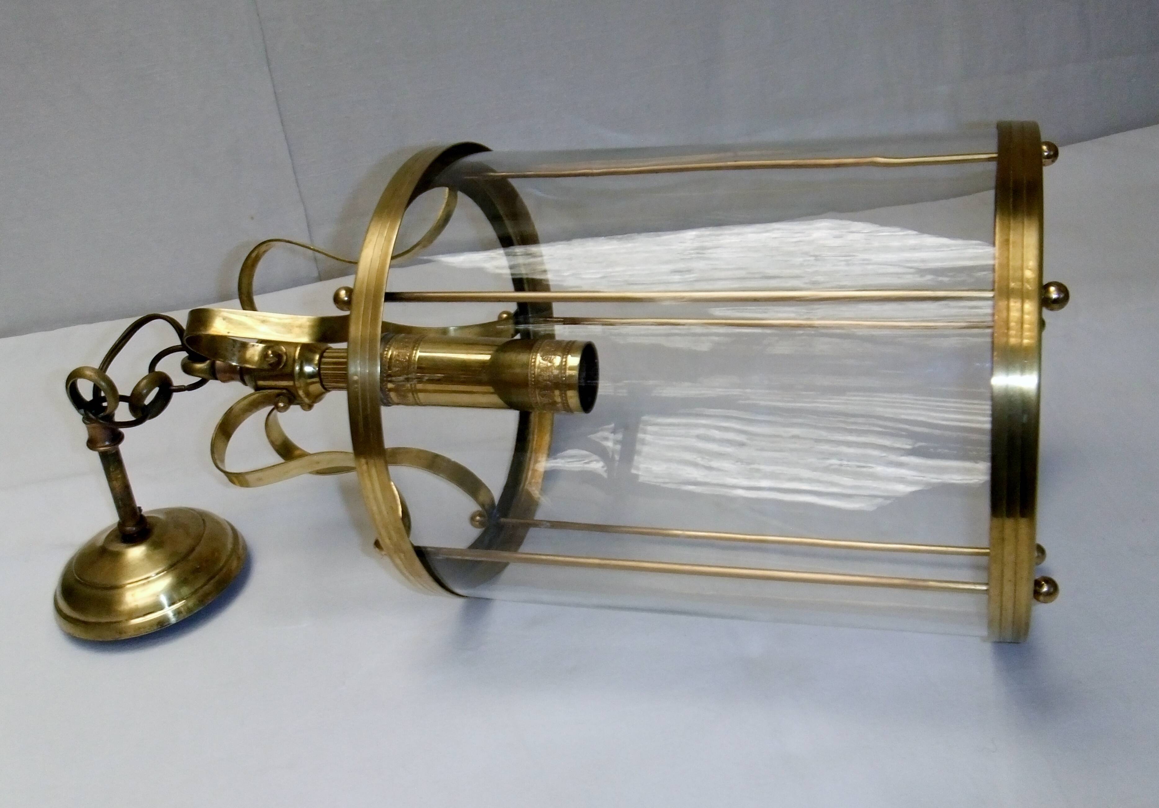 Antique glass cage lantern chandelier