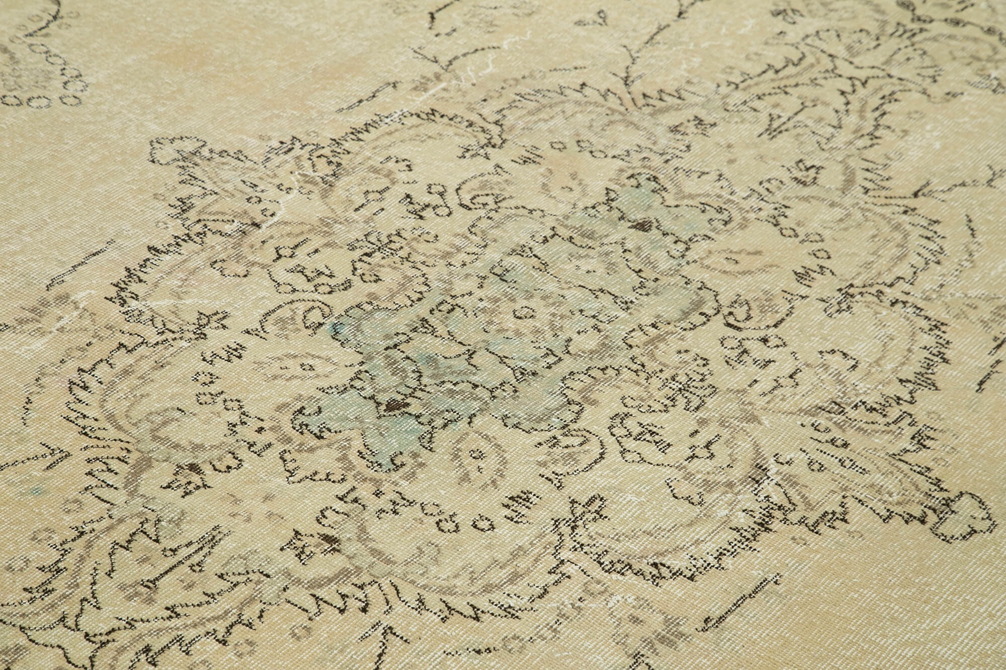 Handwoven unique anatolian beige carpet 212 cm x 300 cm