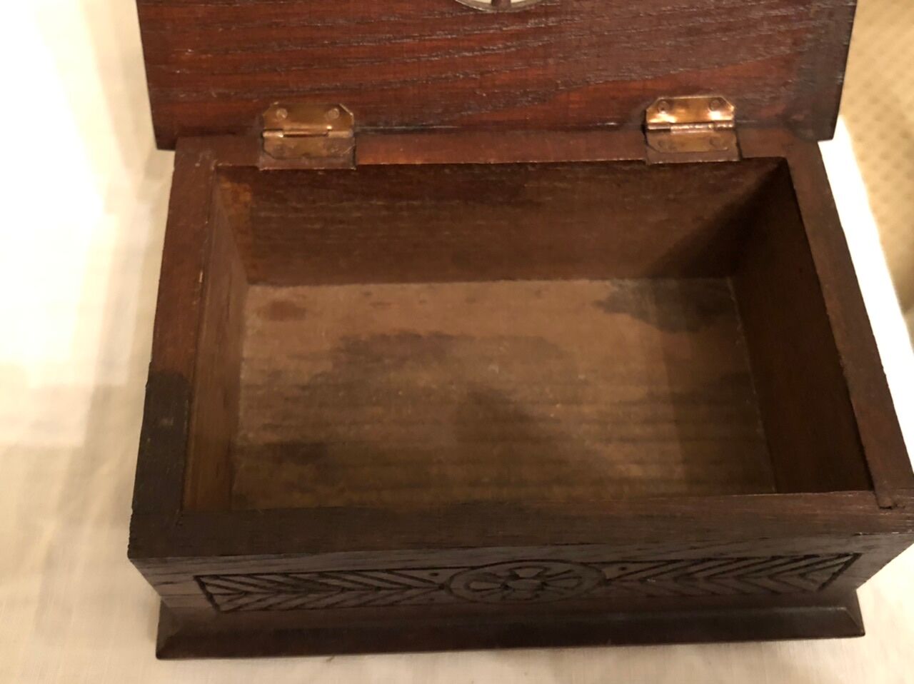 Dark wood open box