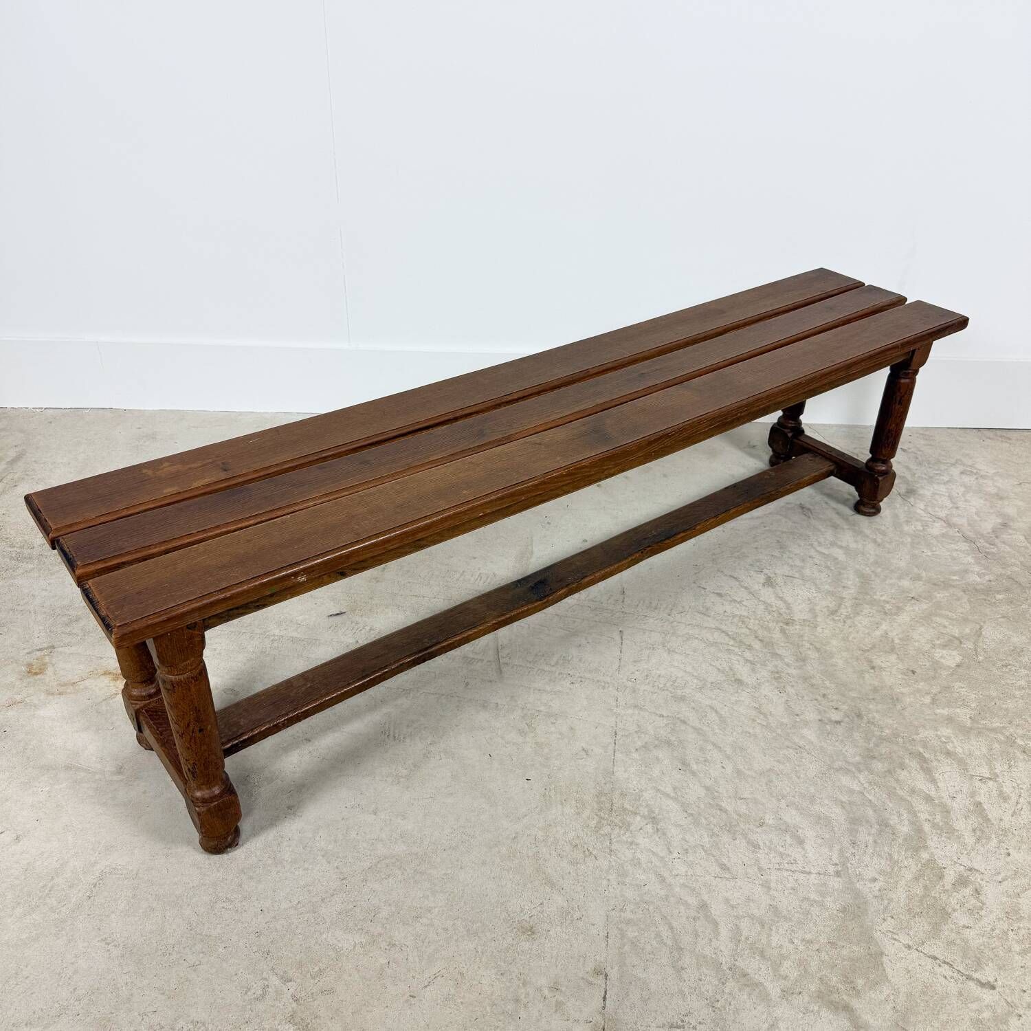 Pair of Antique Oak Benches with Turned Legs