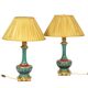 Pair of Paris porcelain and gilt bronze lamps. Circa 1850.