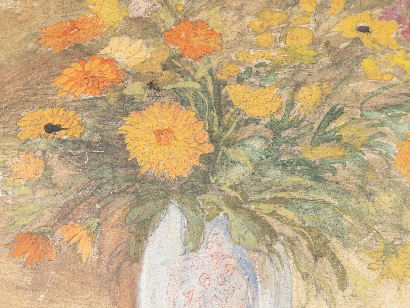 Art Déco Flowers, Aquarelle on thick Paper, 64 x 74 cm