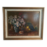 Huile sur panneau nature morte