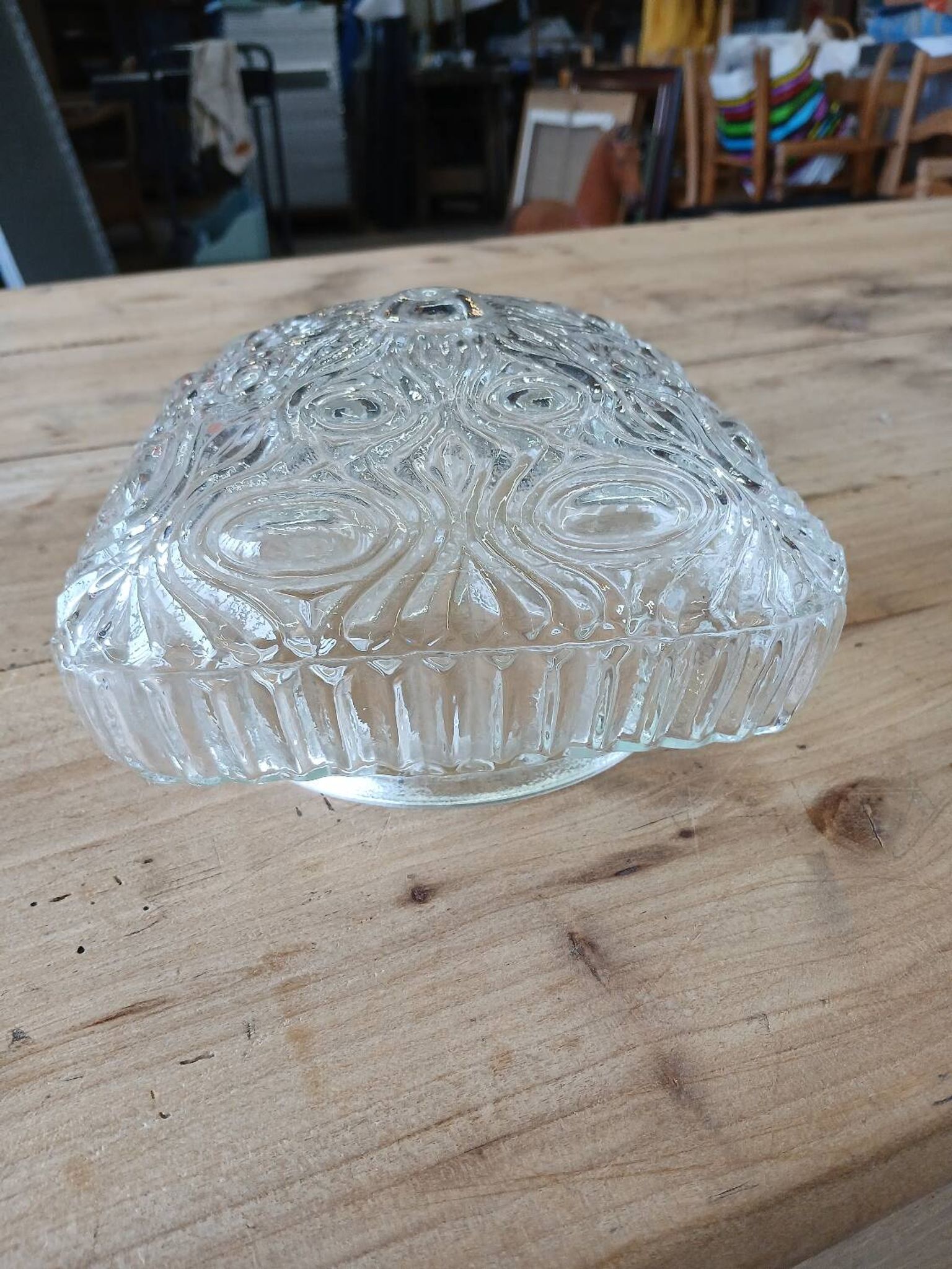 Antique ceiling light in molded glass