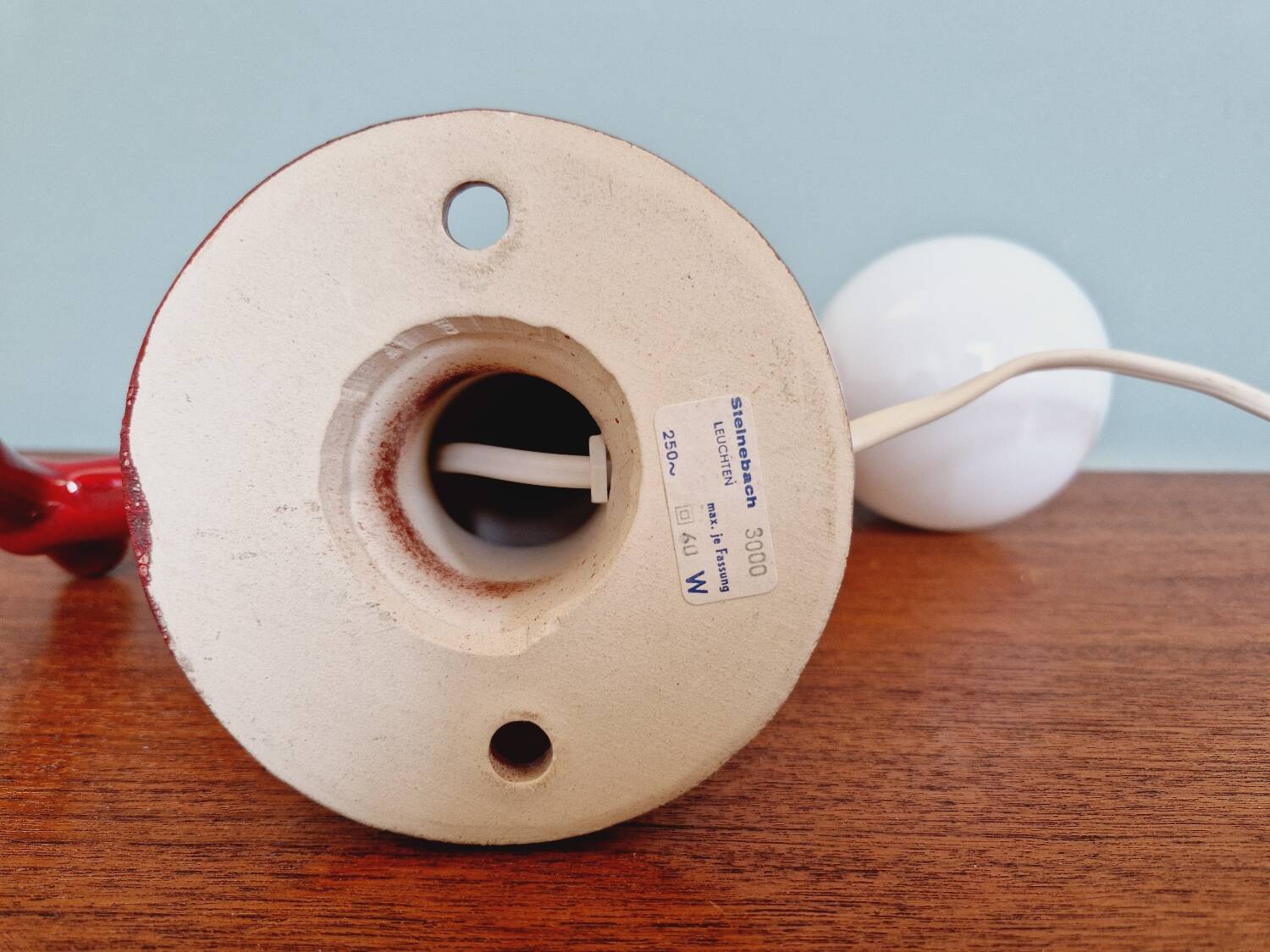 Red ceramic faucet wall light, 70s
