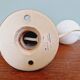 Red ceramic faucet wall light, 70s