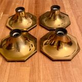 Suite of 4 vintage brass wall lamps, ceiling lights, by Motoko Ishii for Staff Leuchten 1970