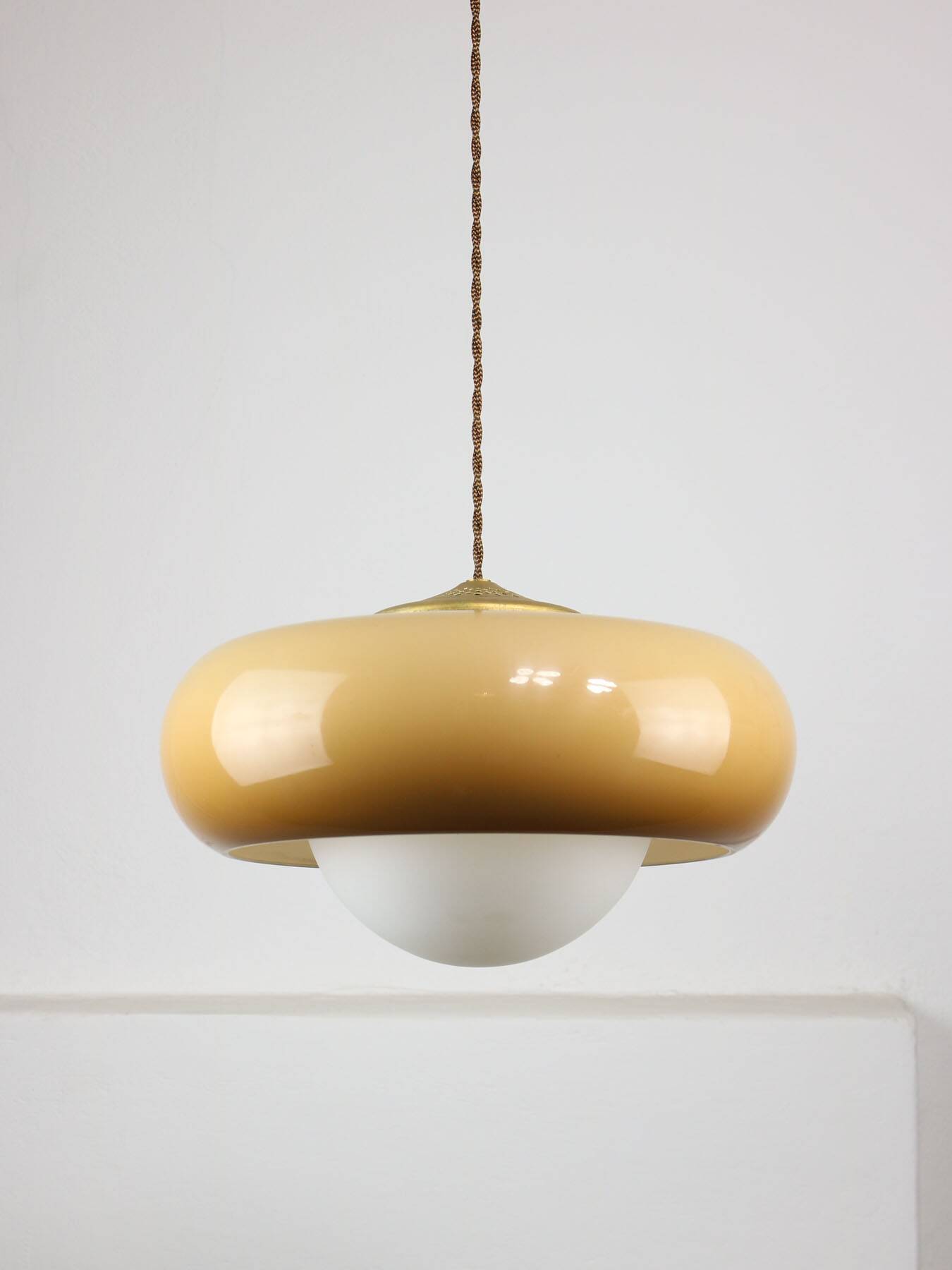 Space Age Brown Pendant Lamp from Guzzini, 1960s