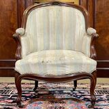 Napoleon III bergère in mahogany from the late 19th century to be reupholstered.