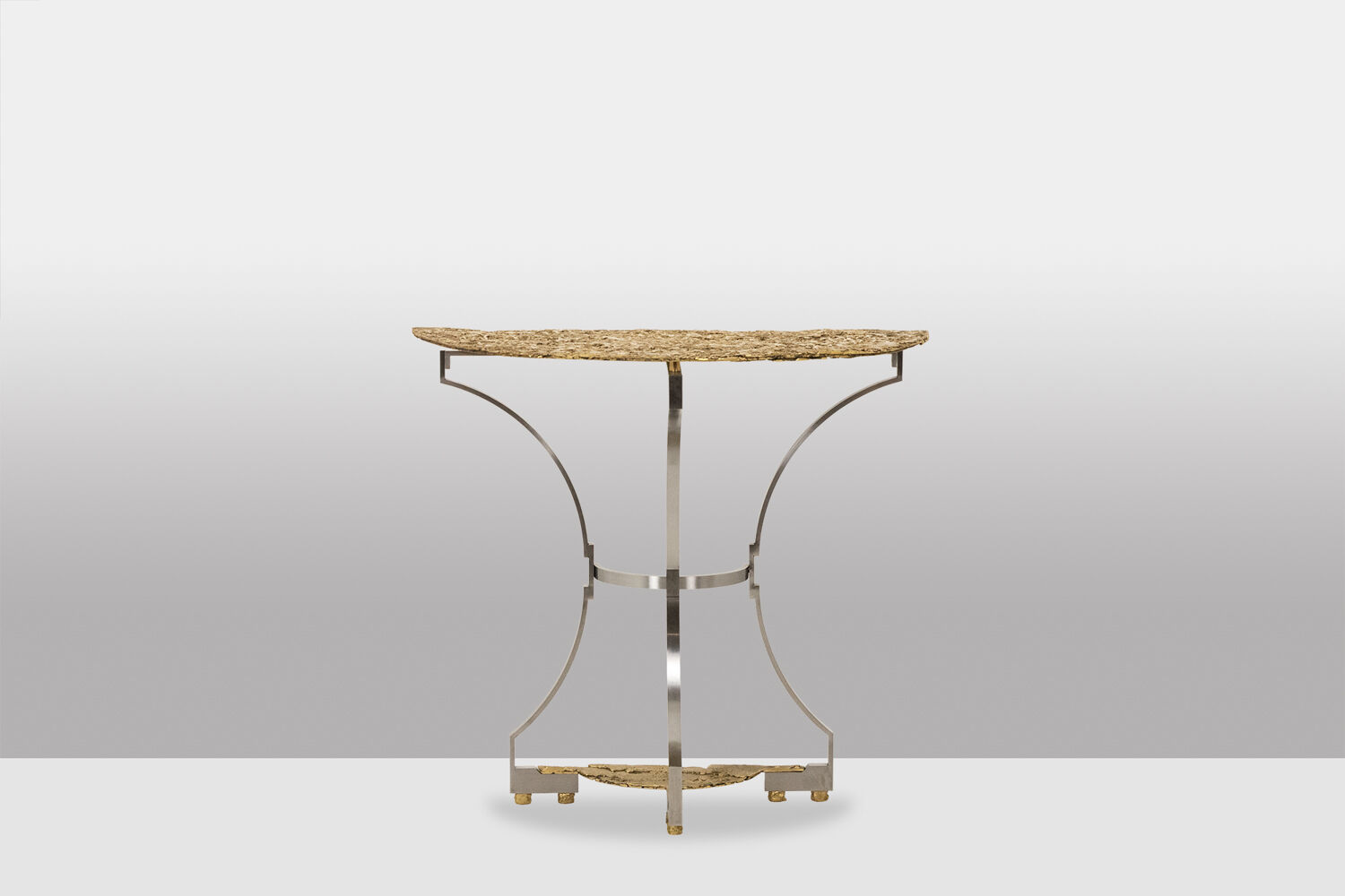 Pair of metal and bronze cast consoles. Contemporary.
