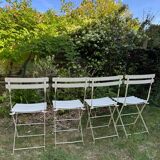 Set of 4 vintage folding chairs in metal and wood