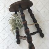 Turned wooden tripod farm stool
