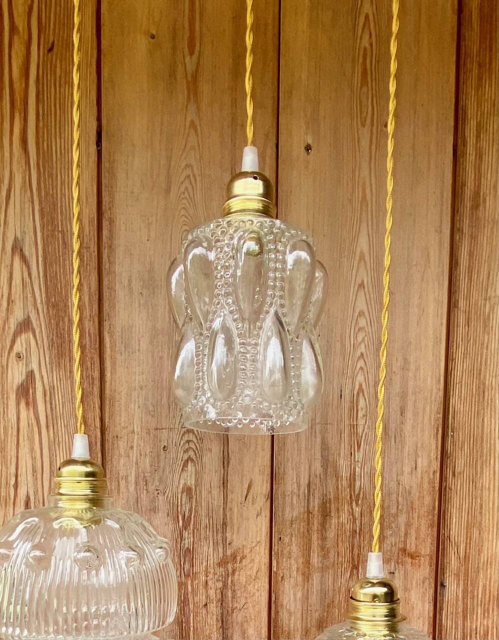 Vintage bubble glass pendant globe