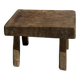 Small stool, rectangular accent stool in solid teak wabi-sabi H26