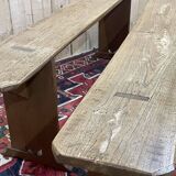 Pair of 1930s benches in elm and chestnut