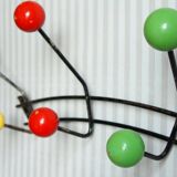 Wall coat rack with 6 colored wooden balls