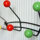 Wall coat rack with 6 colored wooden balls