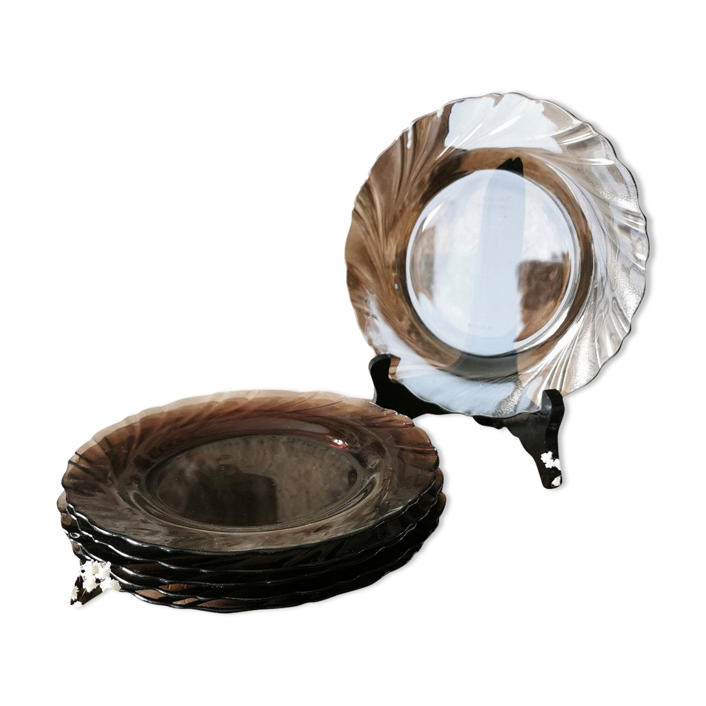 Duralex dessert plates, Smoked glass