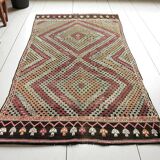 Geometric Handwoven Bohemian Kilim Rug