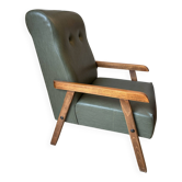 Fauteuil scandinave vert sapin et chêne massif