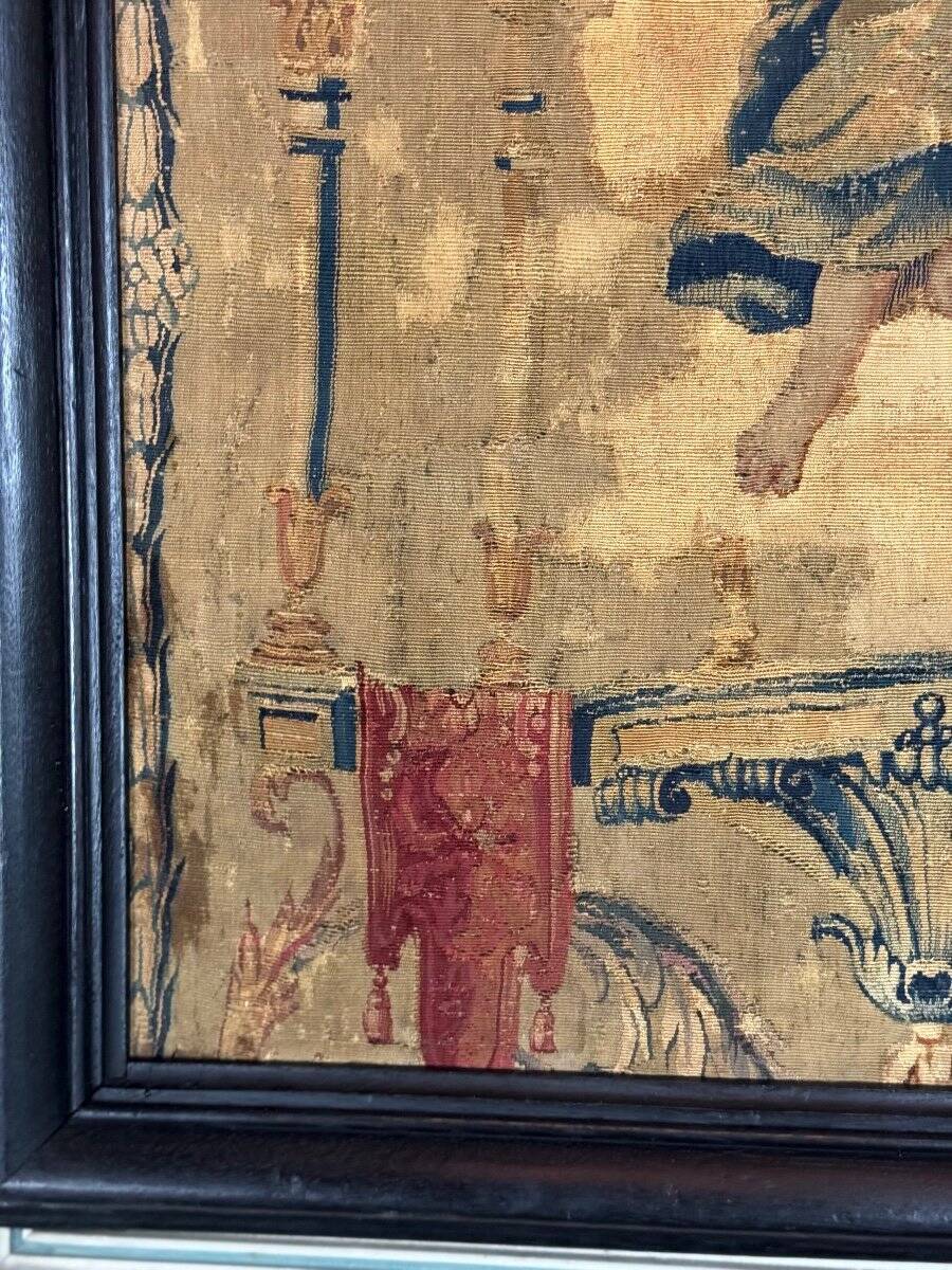 Wool And Silk Tapestry, Young Woman Under A Canopy, 18th Century