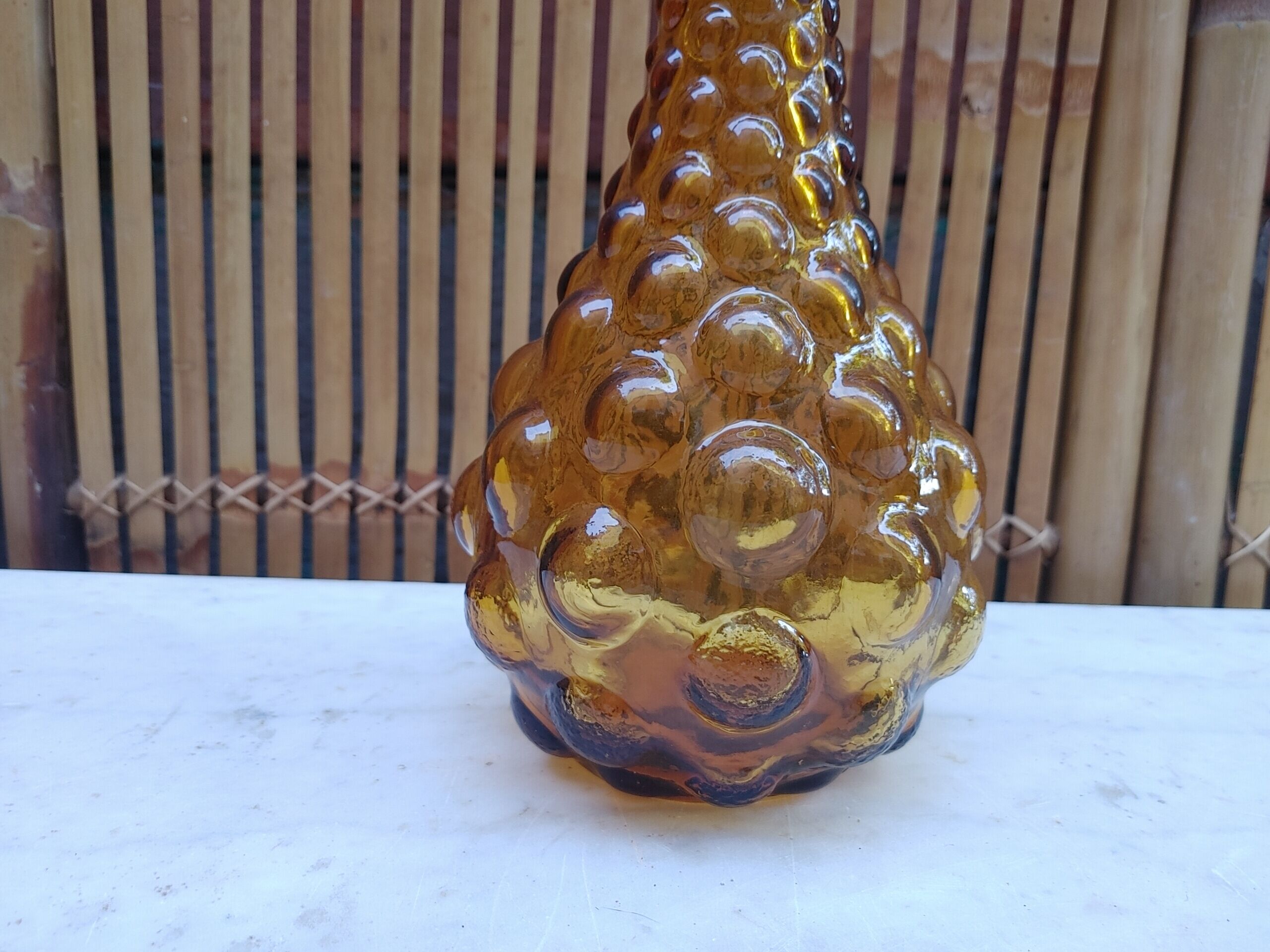 Amber soliflore vase, vintage from the 70's - H 34 cm