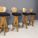 Set of 4 vintage brutalist bar stools, 1960s