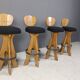 Set of 4 vintage brutalist bar stools, 1960s