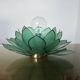 Capiz green mother-of-pearl and brass flower lamp, 1970s