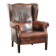 Vintage sheepskin wingback armchair in a deep brown colour finished