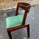 Scandinavian dining table and 4 Hans Olsen style chairs in teak and velvet.