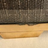 Rectangular serving tray made of solid brass and glass