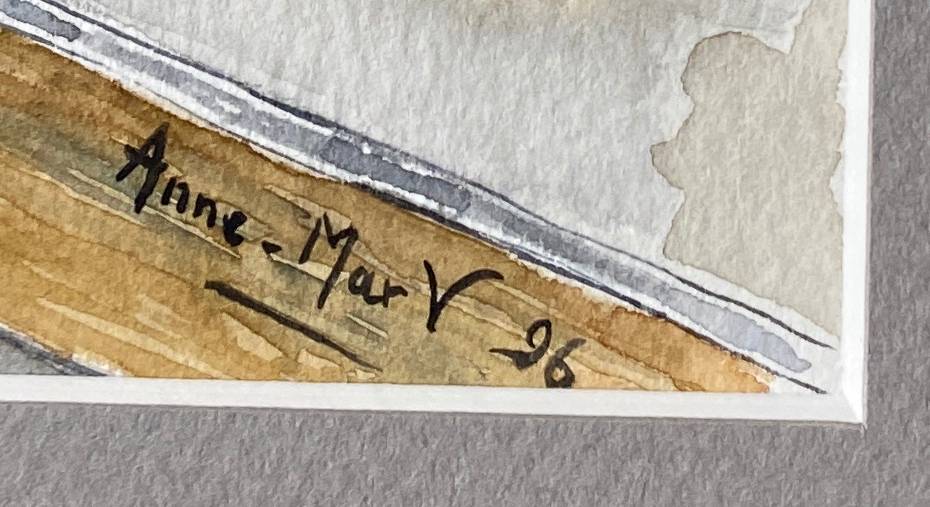 Watercolor painting "Bouquet of flowers on the window" + frame