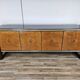 Art Decò Sideboard in Mahogany and Maple with Black Glass and Brass Finishi