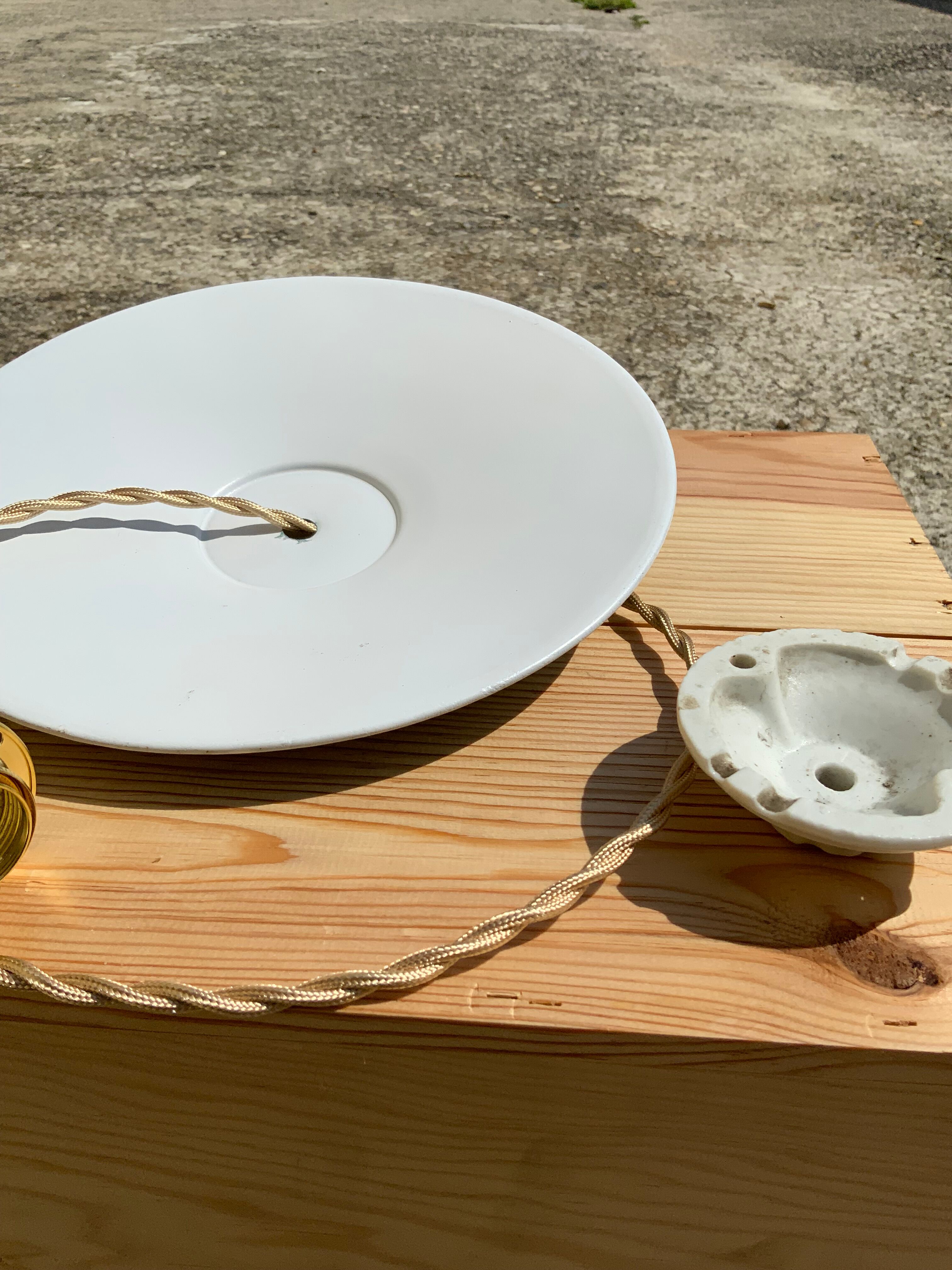 Suspension lampshade vintage blue and white