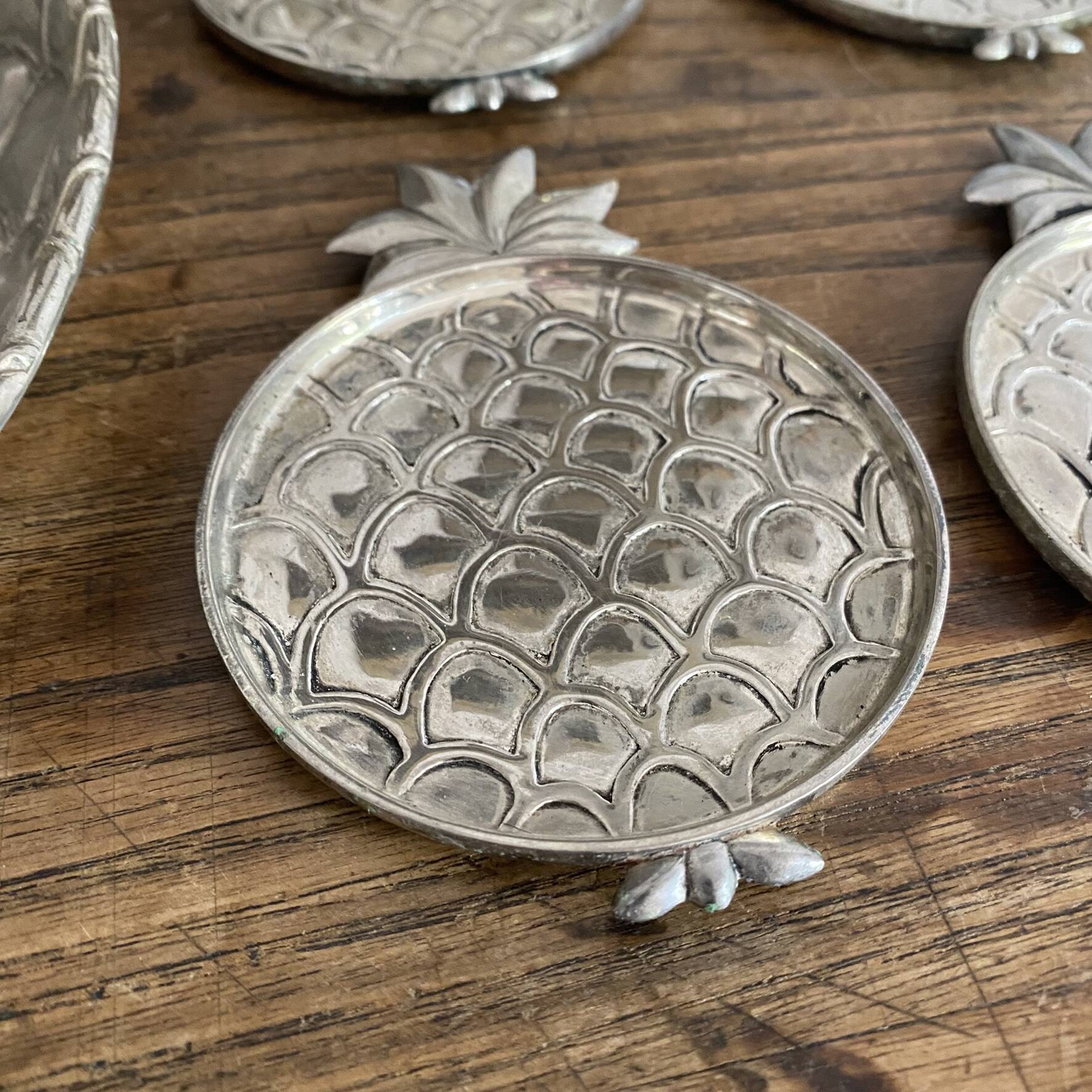 Set of pineapple coasters Silea silver-plated, 1970s