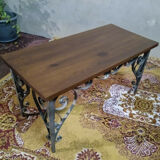 Table basse fer forgé et bois