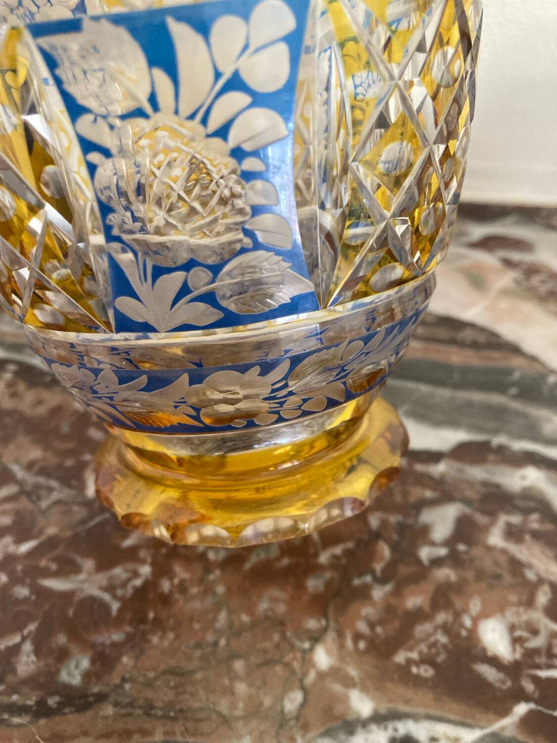Art Deco polychrome crystal vase