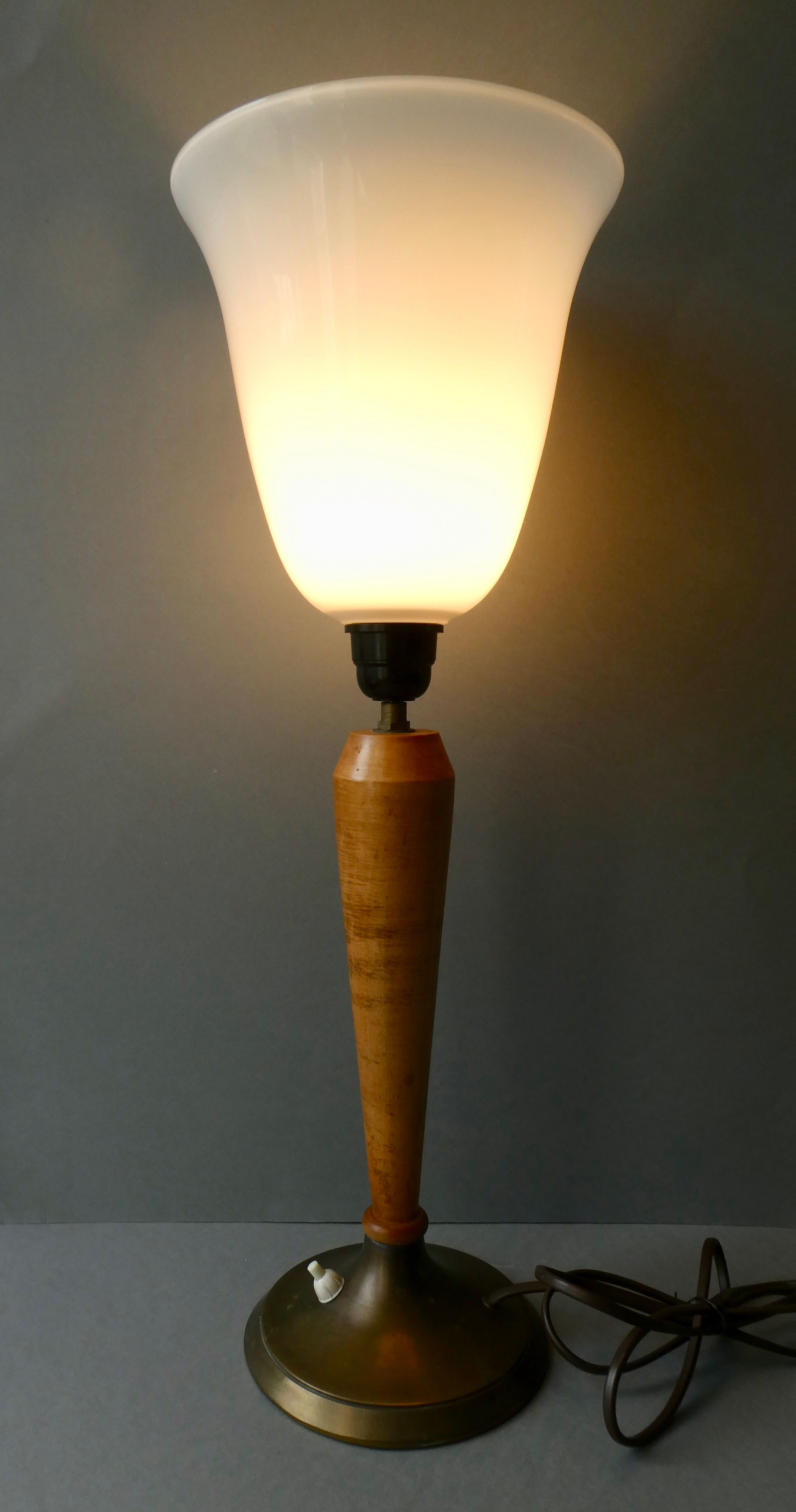 Lamp in wood, metal and opaline, Art Deco