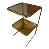 1970 side table with smoked mirror and metal