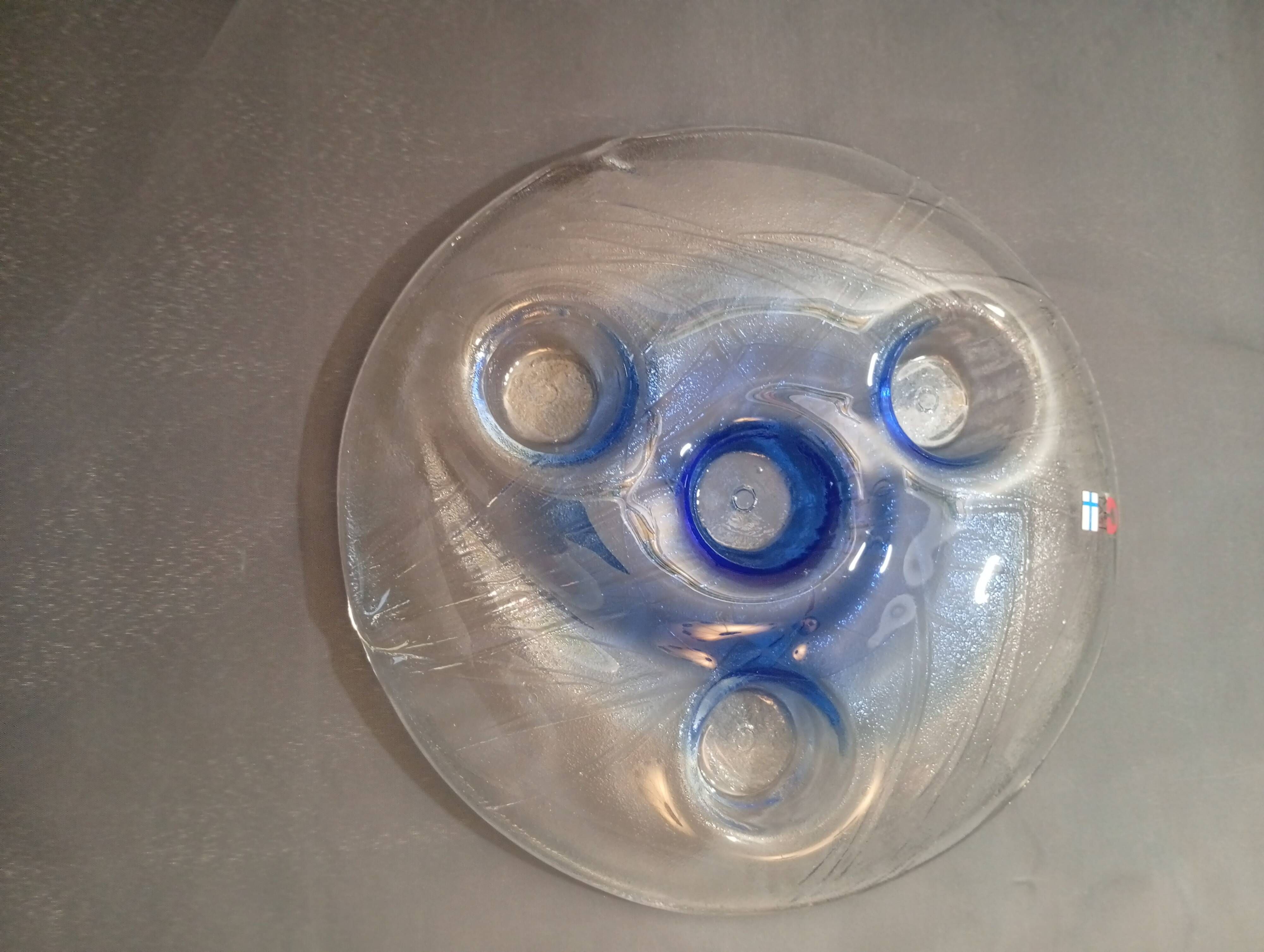 Rare Vintage Finnish Art Glass Tealight Candle Holder – Handmade Finland, 1
